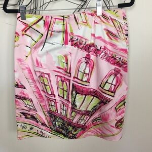 Claude brown size 6 pink scenic mini skirt.